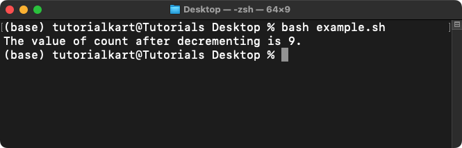 Bash Decrement Using Arithmetic Expansion